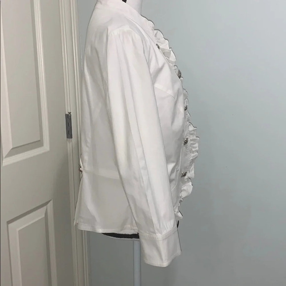 INC white Military Ruffled Jacket PL - Picture 3 of 6